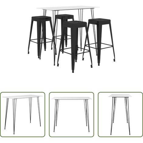 Tabouret de bar -  Ensemble de bar 5 pcs Blanc et noir (1/5)
