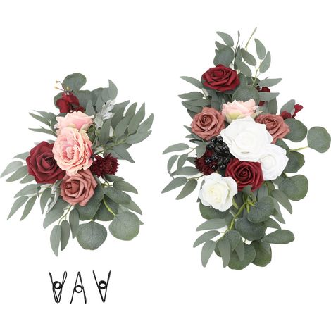 Arche de fleurs artificielles, fleurs de bienvenue, rangée de fleurs pour montant de porte, fleurs pour panneau d'eau, fleurs artificielles, décoration de mariage rose-AquaForge (1/5)