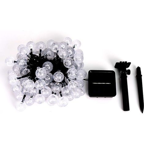 Guirlande lumineuse solaire pour extérieur, 50 LED, 8 modes, boules de cristal, étanche, pour extérieur/intérieur, jardin, balcon, arbres, mariages, fêtes, Noël (blanc chaud) (1/5)
