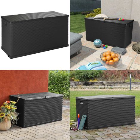 Garten-Aufbewahrungsbox Anthrazit 120x56x63 cm PP Rattan - Gartentresore - Außenaufbewahrung - Gartenbox - Kunststoff Box - Rattanoptik - Home & Living
