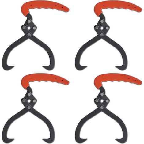 Pinces à bois, lot de 4, pinces de traînage en acier au carbone avec poignée en PVC, charge maximale 50 kg, pour bois de chauffage et bûches, 30 cm (1/5)