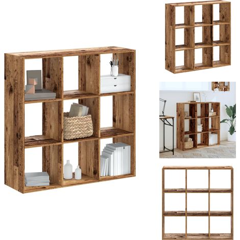 Bücherregal Altholz-Optik 102x32x102 cm Holzwerkstoff - BucheRegal - Holzmöbel - Bücherregal Aus Holz - Aufbewahrungslösung - Raumteiler (1/5)