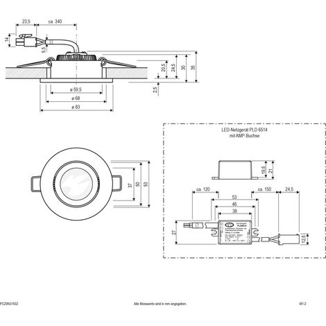 EVN P-LED Deckeneinbauleuchte 230V 3000K 300lm PC20N31502 (1/2)