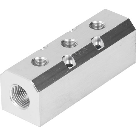 Pneumatikverteilerblock aus Aluminium, 40 x 40 mm, G1/2-Einlass, G1/4-Auslässe, hohe Leistung
