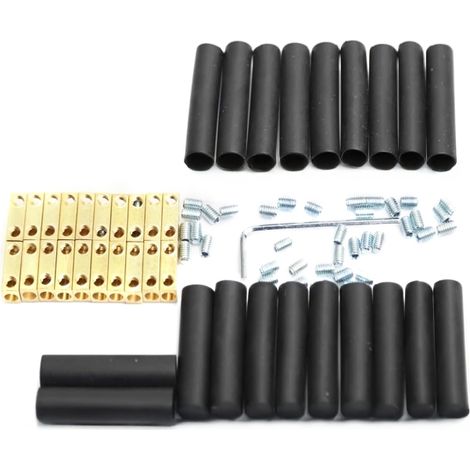 Satz mit 20 Kupferpol-Klemmenblöcken, 20 A, Schnellanschluss, drucklos, quadratische Steckverbinder, Schrumpfschlauch, lötfreies Kabel (20 Stück pro Packung)