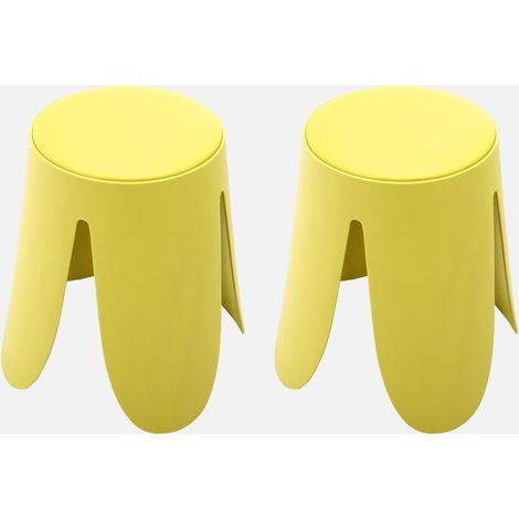 Taburete apilable cuero sintético, set de 2