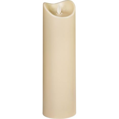 Bougie d'extérieur avec éclairage LED Ø 9 cm, hauteur 30 cm, plastique crème (1/5)