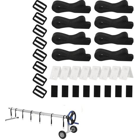 8 Pack of Fixing for Solar Pool Tarpaulin, Solar Film Fixing Strips for Pools, Support Straps, Kit of Solar Cover Straps for Underground Swimming Pools Universal (1/5)