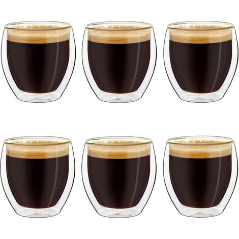 Verres à expresso à double paroi, lot de 6 100 ml, tasses à moka, verres thermiques à effet flottant