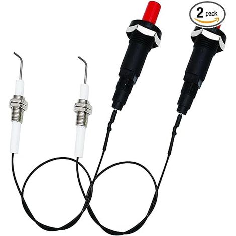Lot de 2 allumeurs piézoélectriques universels à bouton-poussoir pour gaz propane LP, 11,8 pouces, pour barbecue à gaz, cuisinière, chauffage, poêle, générateur : kit d'allumage (1/5)