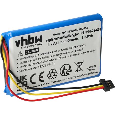 vhbw Battery compatible with TomTom 4ET0.002.07, Start XL GPS Navigation System Sat Nav (900 mAh, 3.7 V, Li-Ion) - Replacement for P11P16-22-S01, S4IP016702174 (1/4)