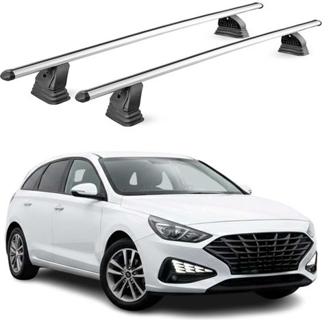 OMAC Barres de toit transversales en aluminium pour Hyundai i30 III 2017-2026 – TÜV / DIN 75302:2019 – Antivol inclus – Charge max 75 kg – 2 barres – Gris (1/4)