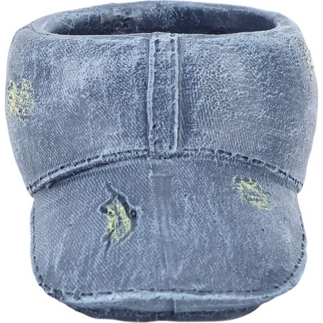 Pot de fleurs en résine bleu rétro style cowboy, idéal pour décorer un jardin. (1/5)