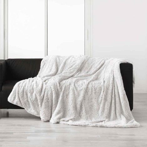 Plaid Imitation Fourrure "Alaska" 180x220cm Naturel (1/4)