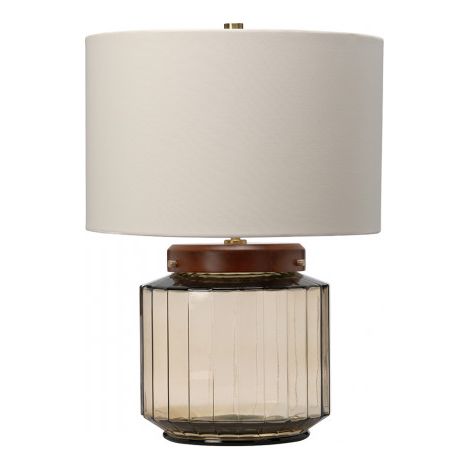Lampe de table Luga verre fumé bois E27 60W Elstead (1/4)