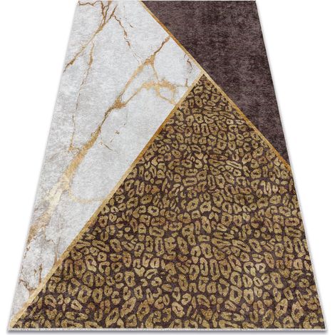 MIRO 51338.805 Waschteppich Marmor, geometrisch, Anti-Rutsch - braun brown 160x220 cm