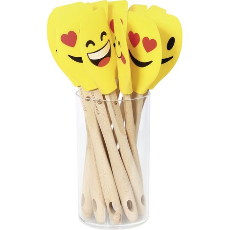 Spatola per torte Zassenhaus Smiley, in silicone/legno di faggio, con vari motivi, 30,5 cm