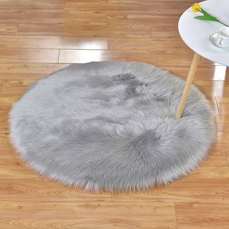 Peau de Mouton synthétique,60 x 60 cm Faux Peau de Mouton Imitation Toison Moquette Peau d'agneau Tapis Fluffy Soft Longhair Décoratif Coussin de Chaise Canapé Natte (Gris, 60 X 60 CM) (1/5)