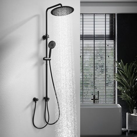 Système de douche à effet pluie noir sans robinet, 300 mm, rond (1/5)