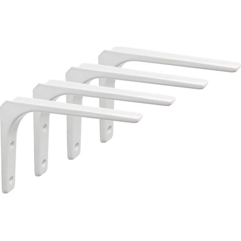 Wall Shelf Bracket, 4PCS Metal Bracket 200mm x 150mm Heavy Duty Bracket Wall Shelf Support for Industrial Kitchen Wall Decor Radiator Wall Mounting (White)