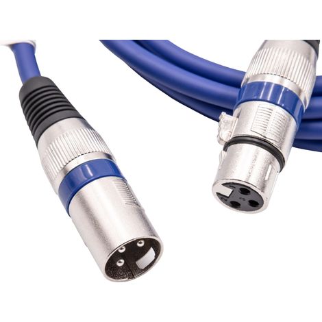 vhbw Cable DMX conector macho XLR a conector hembra XLR compatible con luces, focos, escenarios - 3 pines, revestimiento cable de PVC, azul, 2m