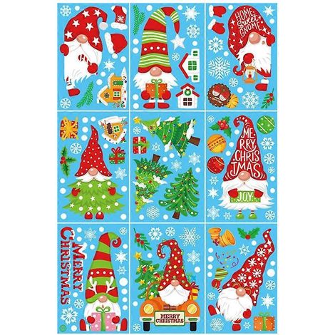 Autocollants de gnomes de Noël pour décoration de fenêtre, pour une ambiance festive