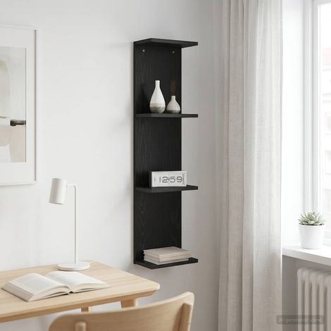 Étagère murale en bois d’ingénierie, rangement intérieur, chêne noir, 25 x 15 x 100 cm - PANGIVO (1/5)