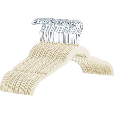Set mit 30 elfenbeinfarbenen Samtkleiderbügeln, 15,54 x 8,56 Zoll, für Hemden/Kleider (1/5)