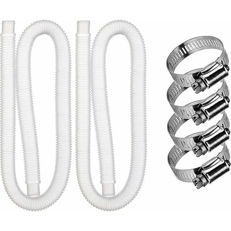 2pcs Tuyau De Remplacement pour Piscine, Accessoires De Tuyau De Pompe À Filtre avec 4 Clips Métalliques, Tuyau De Piscine Long De 59 Po pour Pompe Intex 607 637, Accessoires De Piscine (1/5)