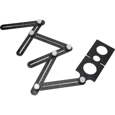 Règle pliante 6 volets en alliage d'aluminium, gabarit de perçage multilatéral pour menuiserie, outil de mesure et de guidage (1/5)