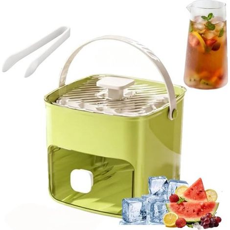 Juego bandeja cubitos hielo recipiente recolector 48 cubitos, Máquina hielo silicona doble nivel 2 1, Molde fácil desmolde, 16 x 14,5 x 15,5 cm (1/5)