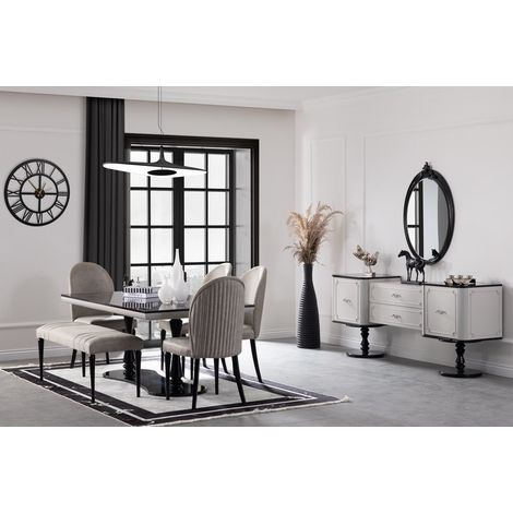 Comedor completo BIBLO con 2 sillas blanco y negro