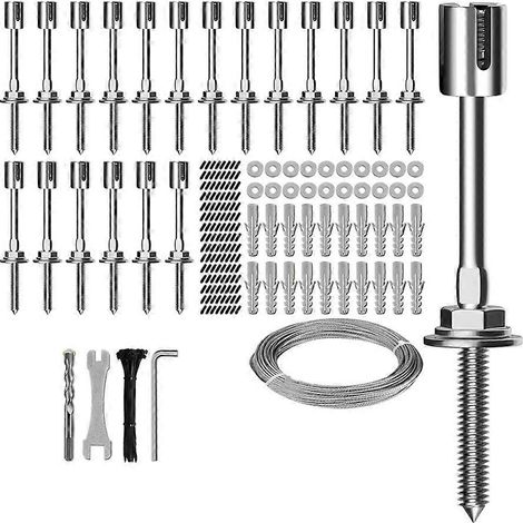 Fil Trellis pour Climbing plantes extérieur 20 ensemble mur fil Trellis kit avec 5 64 2mm X 98ft acier inoxydable Cable (1/5)