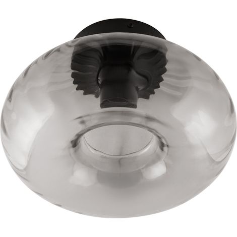 OSRAM Plafonnier en verre fumé DECOR, verre fumé en métal noir, version E27, diamètre 280 mm (1/5)