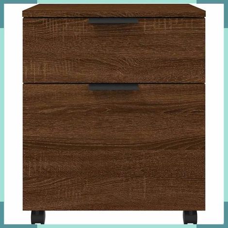 Classeur mobile - 817137 - Chêne marron - Bois d'ingénierie - 4 roues 45x38x54 cm (1/5)