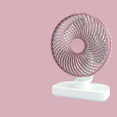 BEBUSINGOTO Ventilateur de table USB, portable, avec batterie de 5000 mAh, 4 vitesses, rotation réglable, pour la maison, le lit, le bureau, les voyages, le camping (1/5)