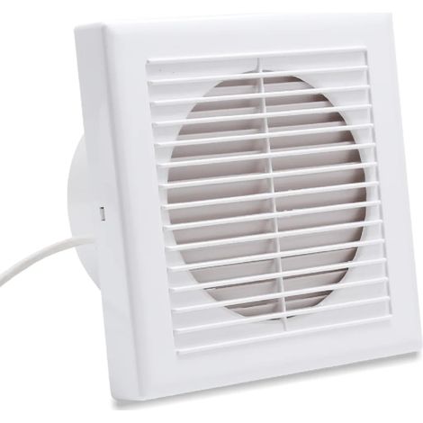 Ventilateur de salle de bain Fiqops, ventilateur mural avec déflecteur anti-retour, 100 mm, ventilateur de conduit silencieux (1/5)
