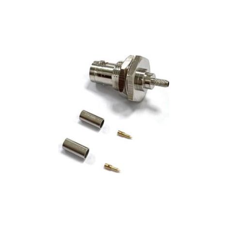 Connecteur coaxial RS PRO Mâle Droit, raccordement A sertir 50O Montage panneau ( Prix pour 1 )