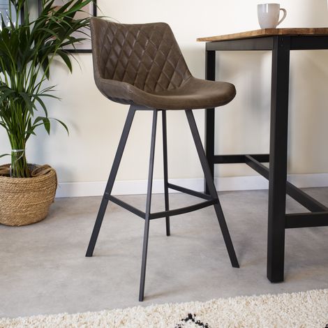 Tabouret de bar industriel Juno Taupe hauteur d'assise 70 cm (1/5)