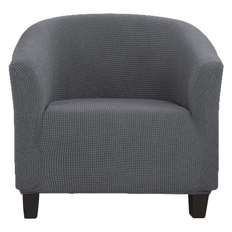 Housse de fauteuil extensible jacquard avec accoudoirs pour fauteuil de café, chaise de club, fauteuil de relaxation, housse extensible (gris foncé) (1/5)