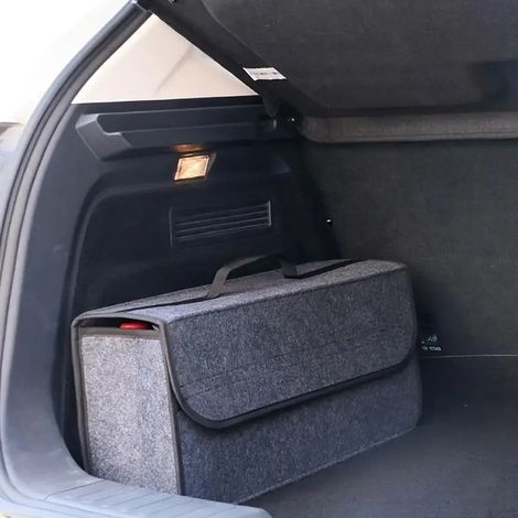 Bolsa para coche, caja de almacenamiento blanda para coche, bolsa para maletero, bolsa de almacenamiento de viaje, accesorios para coche, gris oscuro (1/4)