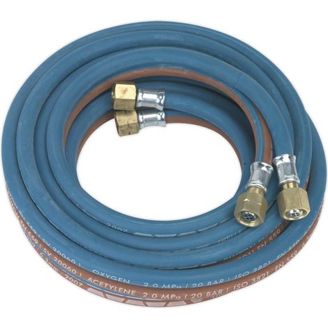 Sga5 Twin Ensemble de tuyau en caoutchouc Oxyacetylene, 4.5 m