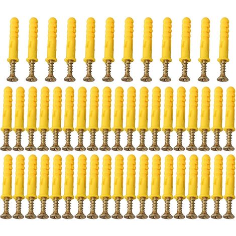 Lot de 50(M6 x 30) chevilles murales robustes et vis pour cloison sèche,vis d'expansion en acier inoxydable,pour sécuriser les articles ménagers (1/5)