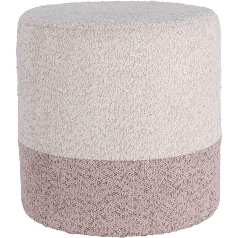 Gepolsterter runder Pouf Boucle, zweifarbig, 34 x 35 cm