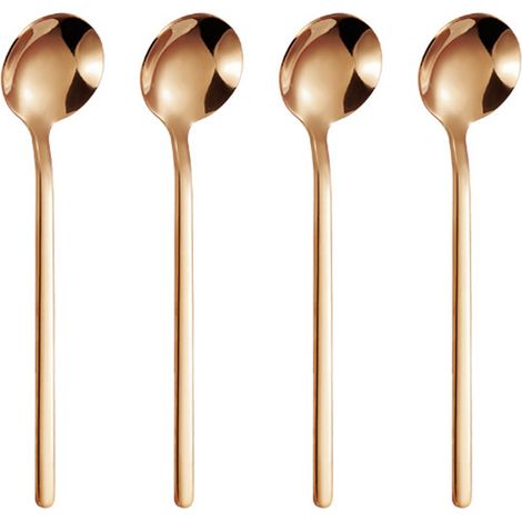 Cuillère À Espresso En Acier Inoxydable - Design Miroir Pour Café Et Dessert - Utilisation Quotidienne - Lot De 4 (1/5)