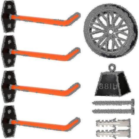 Set mit 4 robusten Garagenhaken zur Wandmontage, Reifenaufbewahrungssystem mit Antirutschbeschichtung, zum Aufhängen schwerer Werkzeuge (1/5)
