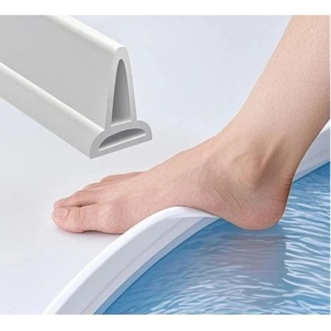 Barrière Anti-Eau - Seuil De Douche Auto-Adhésif En PVC Et Silicone - Pour Empêcher L'Infiltration D'Eau Dans La Salle De Bain - 1 M Ou 1,5 M (1/5)