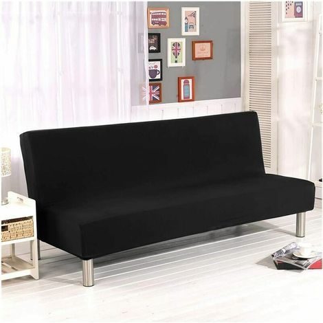 Housse de Clic Clac élastique Canapé 3 Places,Salon Couverture de Couleur Solide,Noir——Adélala (1/4)