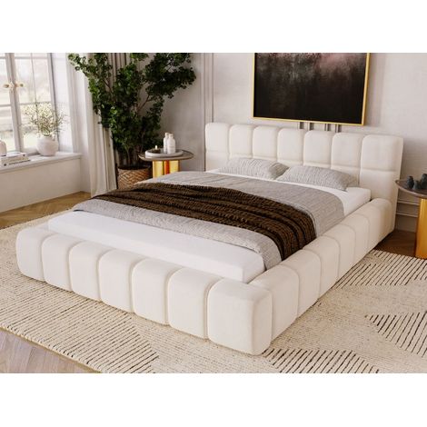 Lit rembourré avec rangement 140x200 tissu velours beige Alicante (1/5)