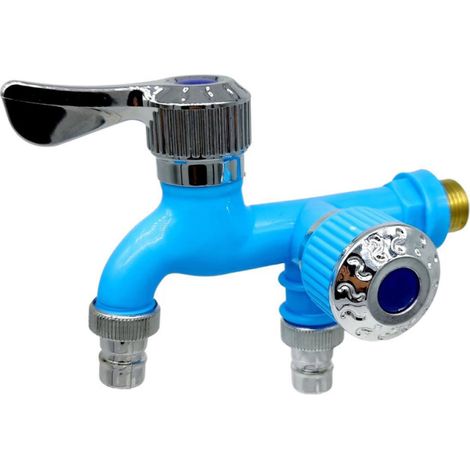 Robinet à double commande, double sortie, raccord d'interface universel, robinets d'évier, tuyau d'arrosage pour salle de bain, accessoires d'arrosage de jardin (1/5)